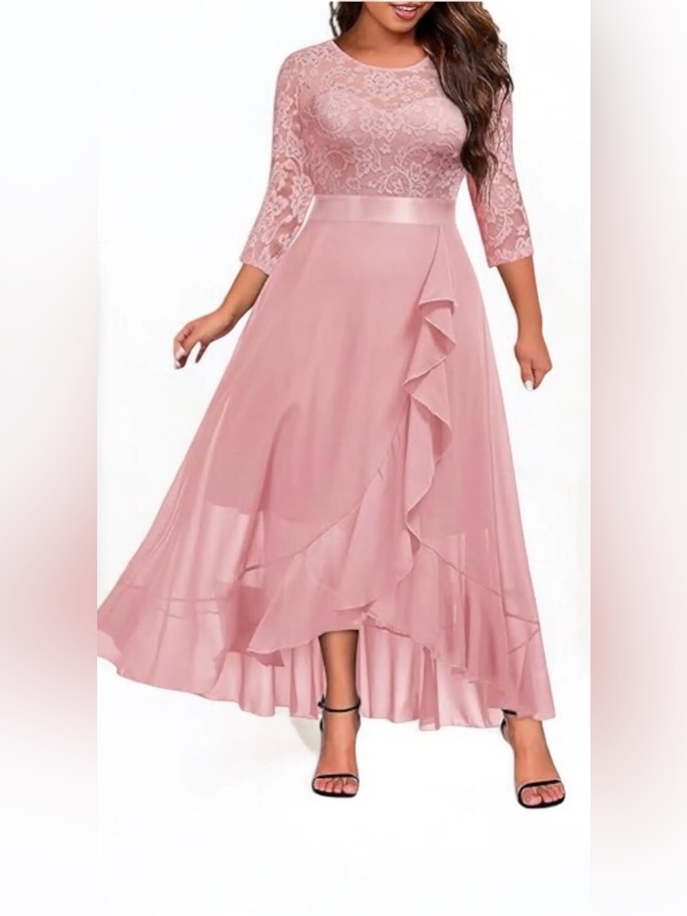 Miusol Blush Pink Lace Bodice High-Low Dress